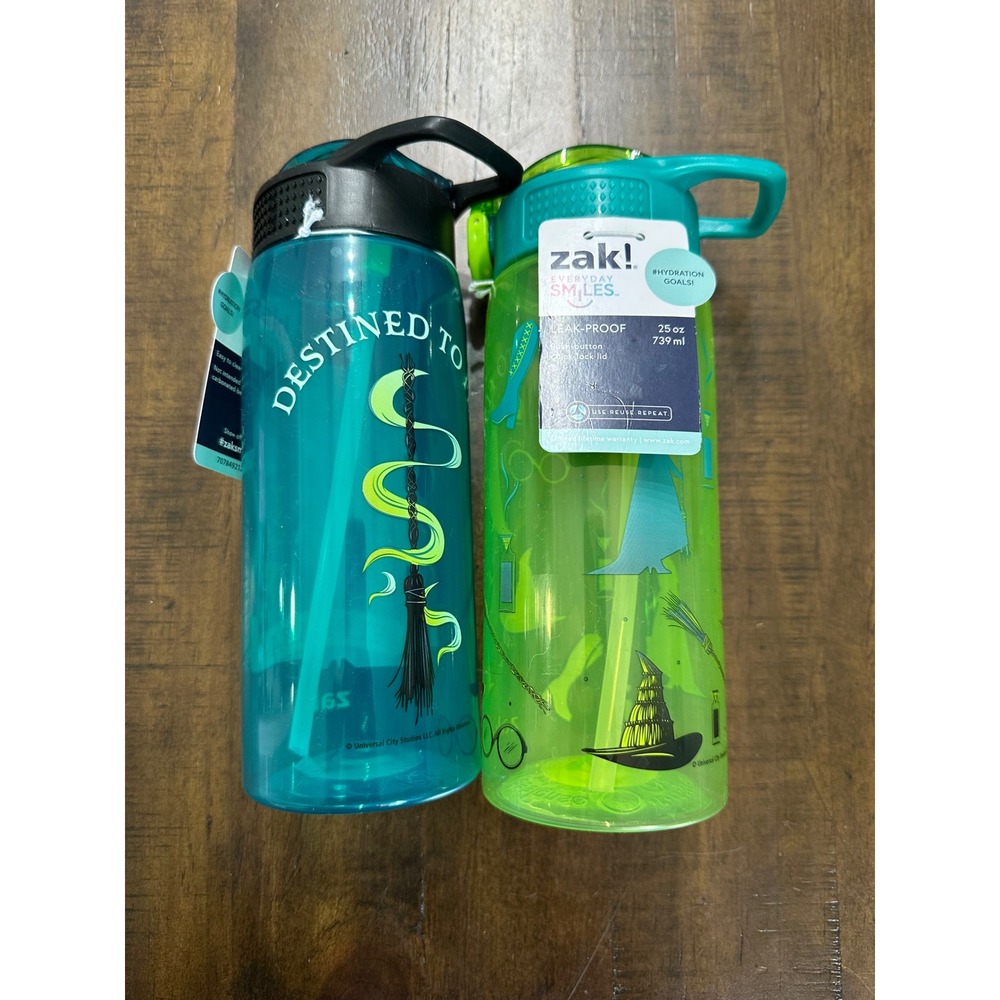 Zak Designs Wicked Movie Water Bottle Set Elphaba Glinda 25oz Leak Proof 2pk